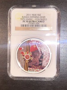 2011 S$2 Niue Russia Entering WWII 70th Ann. Colorized NGC PF70 Ultra Cameo - Picture 1 of 2
