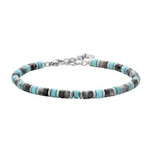 Bracciale Uomo Luca Barra BA1749 In Acciaio Con Pietre Grigie E Turchesi - Foto 1 di 3