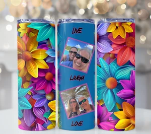 PERSONALISIERTER BLUMENBECHER FOTO LIVE LACHEN LIEBE 20 UNZEN - Bild 1 von 1