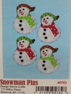 Mary Maxim (#11404) "Snowman Pins" Makes set of Four ~ Craft Kit NEW! - Picture 1 of 2