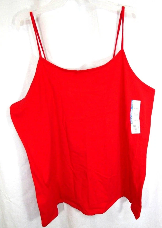 Time and Tru Cami Top Sz 3x 22 Red Scoop Neck Fitted Straps Summer Beach