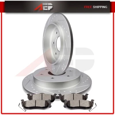 For Nissan ARMADA 2005 2006 - 2015 Slotted Rear Brake Ceramic Pads And Rotors - Image 1 of 4