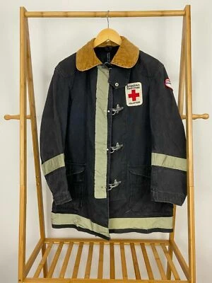 RARE Globe Fireman Firefighter American Red Cross Volunteer Patch Jacket Size L - Image 1 of 4