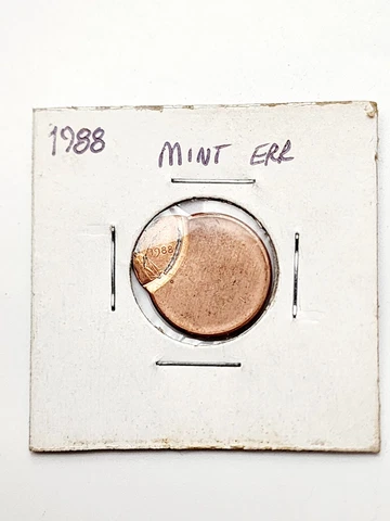 1988 Off Center Lincoln Cent Mint Error Coin 75% Off Center Cover