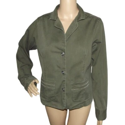 Columbia Jacket Womens Medium Green 100% Cotton Snap coat pockets blazer m - Image 1 of 4