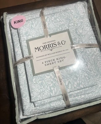 WILLIAM MORRIS KING SHEET SET COTTON NEW!!! Cottage Sage Green Floral NICE!!! - Image 1 of 4