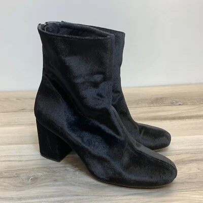 Free People Cecile Boots Black Velvet Bootie EU 40 9 Block Heel zipper - Image 1 of 4