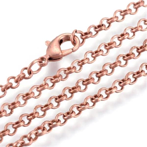 Antique Copper Tone Rolo Chain Necklaces 24" - 3mm - 1 Necklace - N398 - Picture 1 of 2