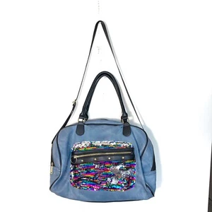 JUICY COUTURE Disco Denim Weekender Duffle Bag Large Rainbow Sequins - Picture 1 of 12
