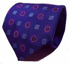 ETRO Milano 3 5/8W Purple Embroidered Geometric Silk Tie 57L MADE ITALY
