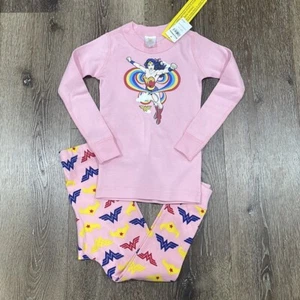 Hanna Andersson Wonder Woman pink pajamas pjs long johns sleeve pants 100 cm 4 - Picture 1 of 3