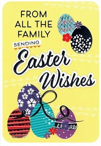 TARJETA PASCUA DE TODA LA FAMILIA Tarjeta de Pascua Calidad Diseño Huevos Brillantes - Imagen 1 de 3