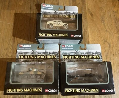 CorgiFightingMachines UH1CHuey M4Sherman HMMWVUtility ShowcaseCollection NewLot3 - Image 1 of 4