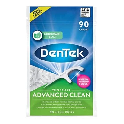 Fio dental DenTek Triple Clean Advanced Clean, sem quebra e sem fio dental, 90  - Imagem 1 de 4