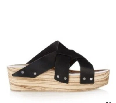 Proenza Schouler schwarze Leder Holz Plateau Pantoletten 41 - Bild 1 von 4