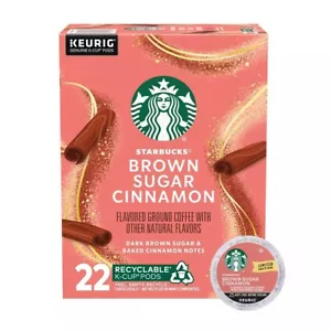 Starbucks Keurig Medium Dark Roast Brown Sugar Cinnamon Coffee Pods - 22 K-Cups - Picture 1 of 4