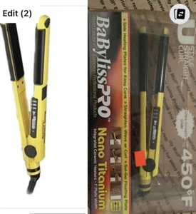 BABYLISS Pro Nano Titanium BABYLISS U-STYLE/STRAIGHT/CURL- YELLOW ***NEW - Picture 1 of 15