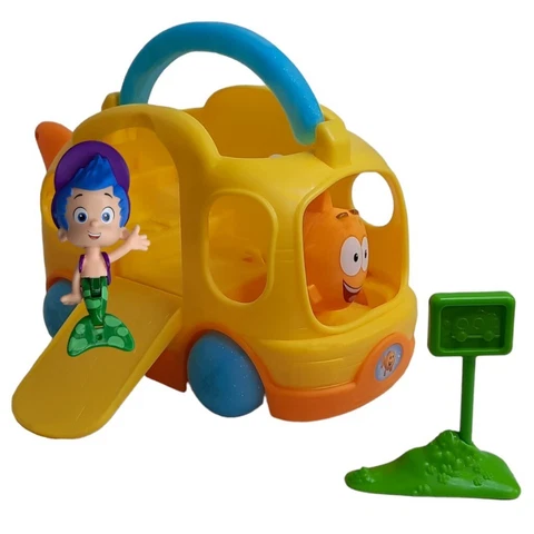 Nick Jr. Bubble Guppies Swim-Sational School Bus Mr Grouper Gil Toy Figures Lot Cover