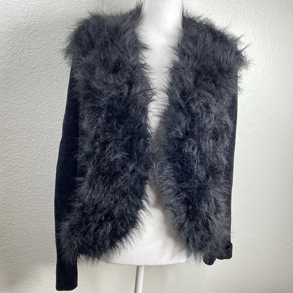 Abrigo Blazer Lisa International Para Mujer Negro Talla XL Borde de Piel Sintética Mob Wife De Colección Foto 1 de 4