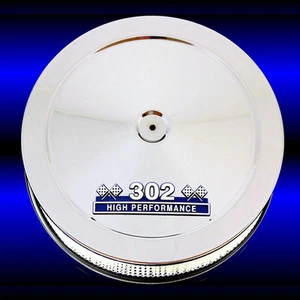Purificador de aire para bloque pequeño Ford 302 cromado con emblema de alto rendimiento 302 - Imagen 1 de 4