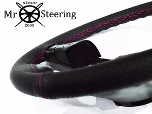 FOR DODGE RAM MK4 PERFORATED LEATHER STEERING WHEEL COVER 09+ HOT PINK DOUBLE ST - Picture 1 of 5