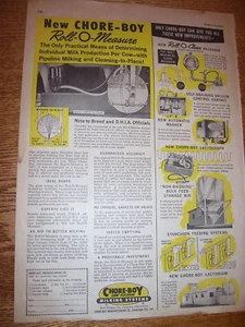 SISTEMAS DE ALIMENTACIÓN Y ORDEÑO PUBLICITARIOS DE COLECCIÓN CHORE-BOY MFG CO -10"" x 14"" -1961 - Imagen 1 de 2