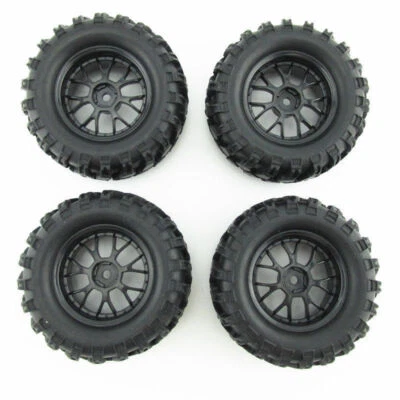 RC1:10 Off-Road RC Car 12mm Hub Y Type Wheel Rim & Tires Black Pack 4PCS - Image 1 of 4