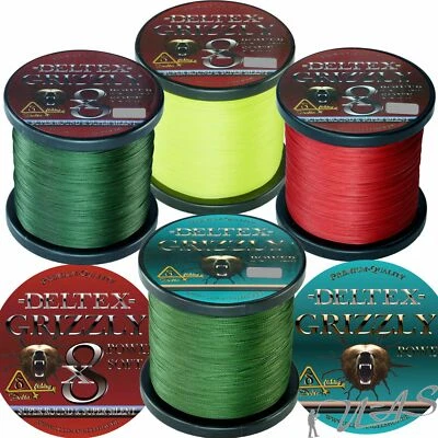 DELTEX GRIZZLY 300 & 1000M 4 & 8 fach Geflochtene Angelschnur Hi Performance Kva - Bild 1 von 4