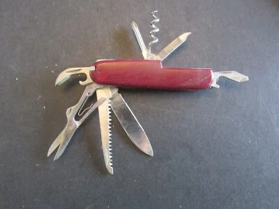 Navaja de bolsillo de 8 herramientas de acero inoxidable roja sin marca de colección Foto 1 de 3