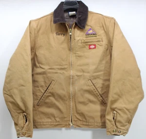 COPERTA VINTAGE DICKIES STILE DETROIT FODERATA LAVORO TELA VELLUTO A COSTE COLLETTO GIACCA GRANDE - Foto 1 di 15