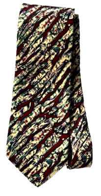 Corbata de seda Stonehenge para hombre colección Moon Rock borgoña, verde sobre beige 57x4" Foto 1 de 4