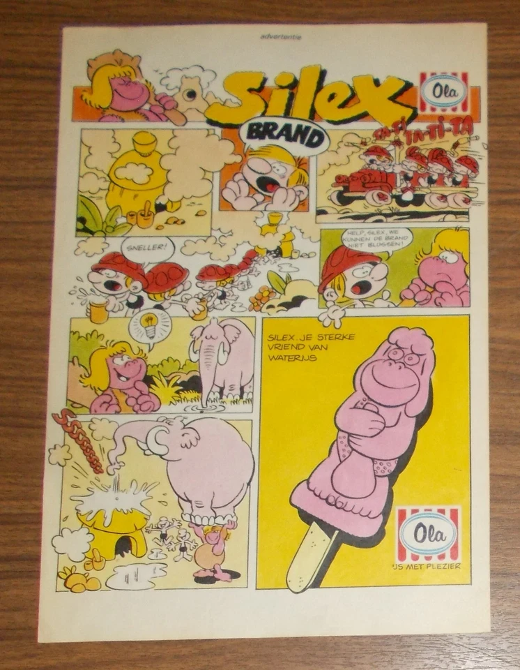 Seltene Werbung Langnese Ola SILEX Eis Steinzeit Comic #1 1983 - Bild 1 von 1