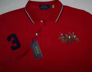 NWT Polo Ralph Lauren 2000 Red TRIPLE-PONY MATCH PLAY Polo Shirt Men's L NAVY 3 - Picture 1 of 5