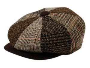 8 Panel Fitted Wool Blend newsboy Applejack Cabbie IVY Snap Brim Hat Cap - Picture 1 of 3