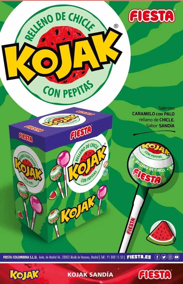 Kojak Fiesta Sandia Chupa Chicle 100 Unidades - Imagen 1 de 2