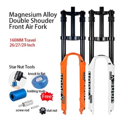 MTB Bicycle Double Shoulder Front Suspension Air Fork 26/27.5/29er 160mm Travel - Image 1 of 4