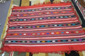 Vintage handgewebte Stickerei Tischauflage Wandbehang Mexiko 42" x 54" - Bild 1 von 5