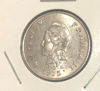 1975(a) FRENCH POLYNESIA 10 FRANCS NICKEL COIN-24MM—KM#8 - Image 1 of 4