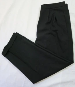 Pantalones sintéticos negros pantalones pliegues bolsillos forrados cremallera hechos a mano medianos - Imagen 1 de 11