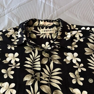 Campia Moda Hawaiian Shirt XL Button-Down Black Floral Short Sleeve - Image 1 of 4
