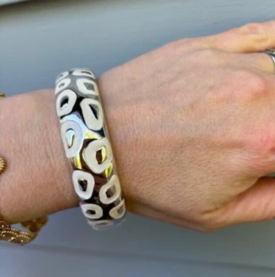 Brazalete brazalete guepardo estampado animal esmalte plata esterlina Simon Sebbag Foto 1 de 4