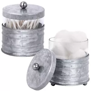 Autumn Alley Glass & Galvanized Farmhouse Bathroom Apothecary Jar Set- 2 pieces - Picture 1 of 9