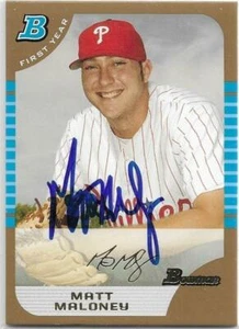 MATT MALONEY Autographed Signed 2005 Bowman Draft card Philadelphia Phillies COA - Picture 1 of 1