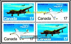 CANADA 1980 MILITARY AIRCRAFT #874i LIGHT AT WING FV 68 CENT STAMP BLOCK ERROR - Picture 1 of 2