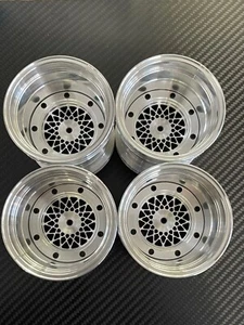 Tamiya Clod Buster Bull Head 4WD Alloy Wheels set Tecnacraft repro silver bbs - Picture 1 of 4