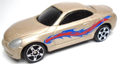 MAISTO LEXUS SC430 LIGHT GOLD 1:64 DIECAST 2 7/8" CAR WITH RED & BLUE FLAMES - Image 1 of 4