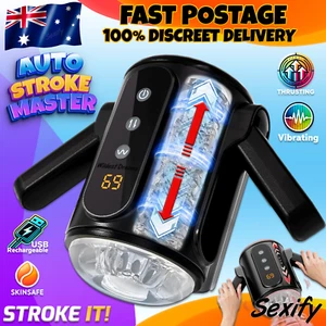 Auto Stroker Telescopic Male Masturbator Mens Masturbation Cup Realistic Sex Toy - Picture 1 of 21