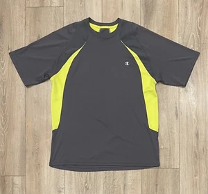 CHAMPION Double Dry Men’s Athletic T-Shirt Large Gray Neon Yellow - Picture 1 of 8