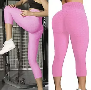 Women Tik Tok Leggings High Waist Tummy Control Butt Lifting Yoga Pants Workout - Picture 1 of 8