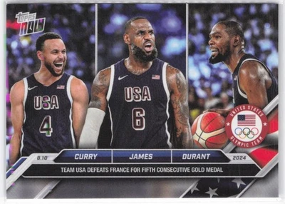 2024-25 Topps Now Olympic White Logo LeBron James Steph Curry Kevin Durant SP - Image 1 of 2